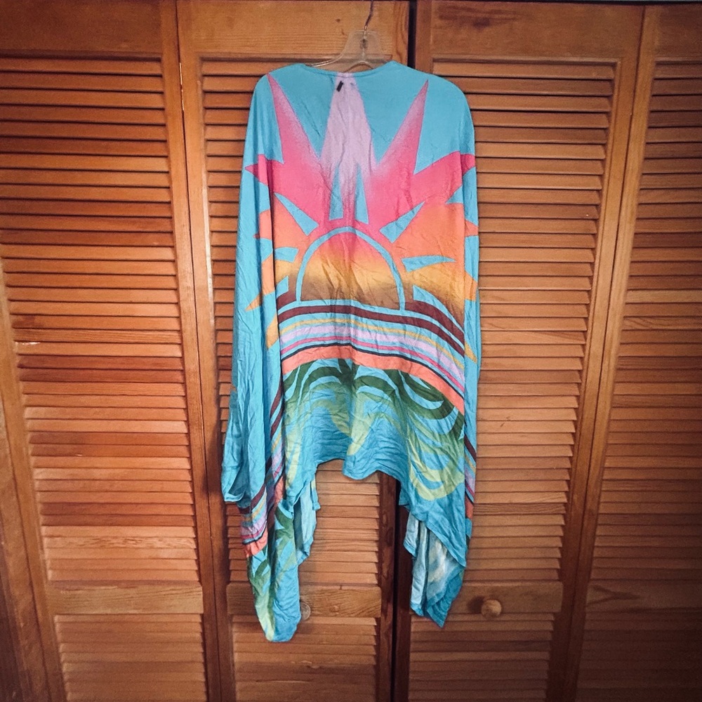 O'Neill aquamarine color CARMELITA KIMONO WOVEN coverup sz M/L - Picture 2 of 3
